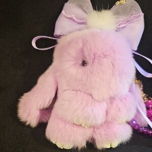 Cute Plush Bunny Keychain with Bow